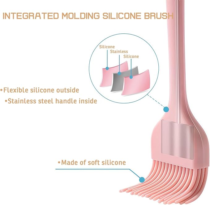 Silicone Basting Pastry Brush, Heat Resistant Silicone Brush Set for Cooking, One-Piece Design Oil