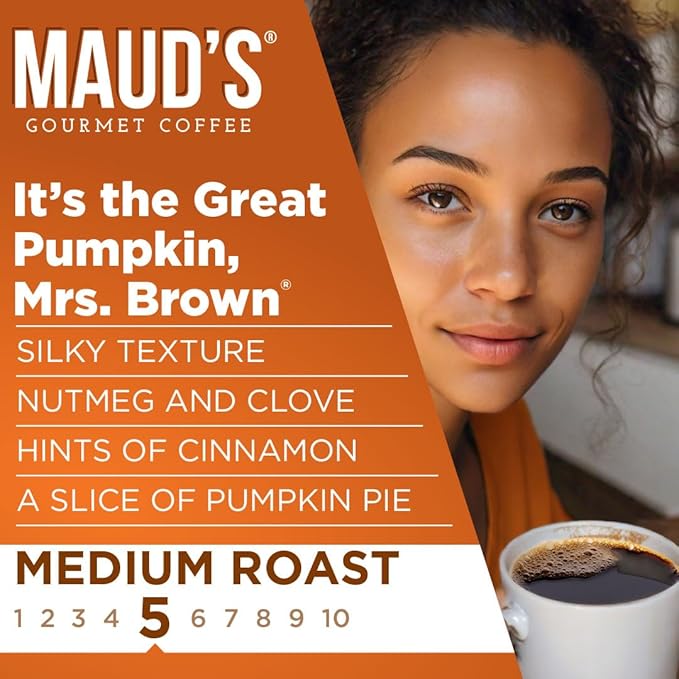 Maud's Pumpkin Spice Flavored Coffee Pods, 18 ct - 100% Arabica Medium Roast Coffee, Solar Energy