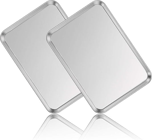 Stainless Steel Baking Sheet Set of 2, Deedro Cookie Sheet Metal Baking Pan Oven Tray, Non Toxic &