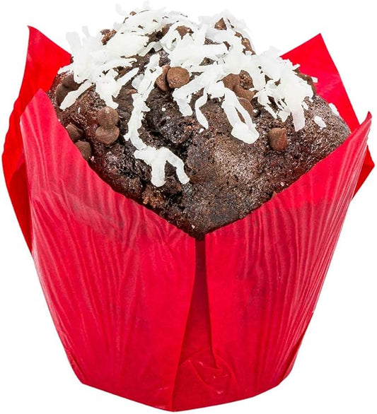Restaurantware Panificio Premium 4 oz Red Paper Tulip Baking Cup: Paper Baking Cups Perfect for