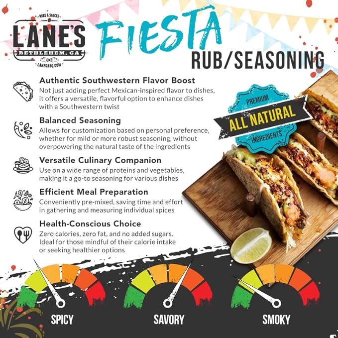 Lane's Fiesta Taco Seasoning Mix, All-Natural Keto Taco Seasoning, Chicken Taco Seasoning Mild, No