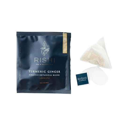 Rishi Tea Turmeric Ginger Herbal Tea - Organic Sachet Bags, Caffeine Free Ayurvedic Digestive Blend
