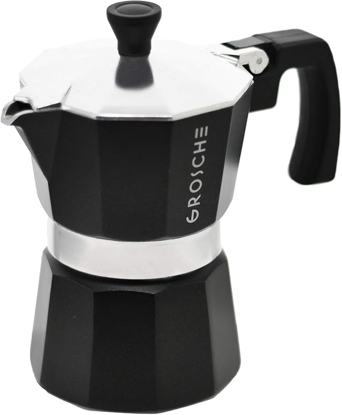 GROSCHE Milano Stovetop Espresso Maker Moka Pot 3 espresso Cup - 5 oz, Black - Cuban Coffee Maker