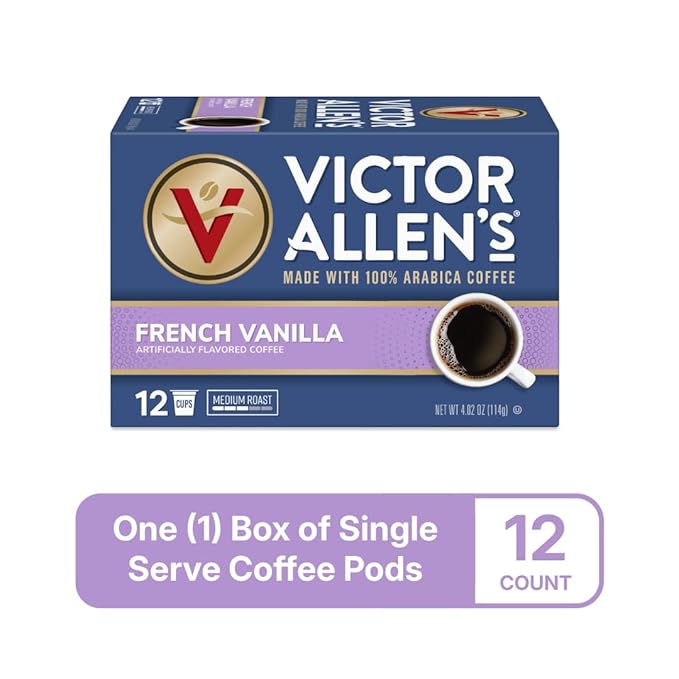 Victor Allen's Coffee French Vanilla Coffee, 12 Count, Single Serve Coffee Pods for Keurig K-Cup