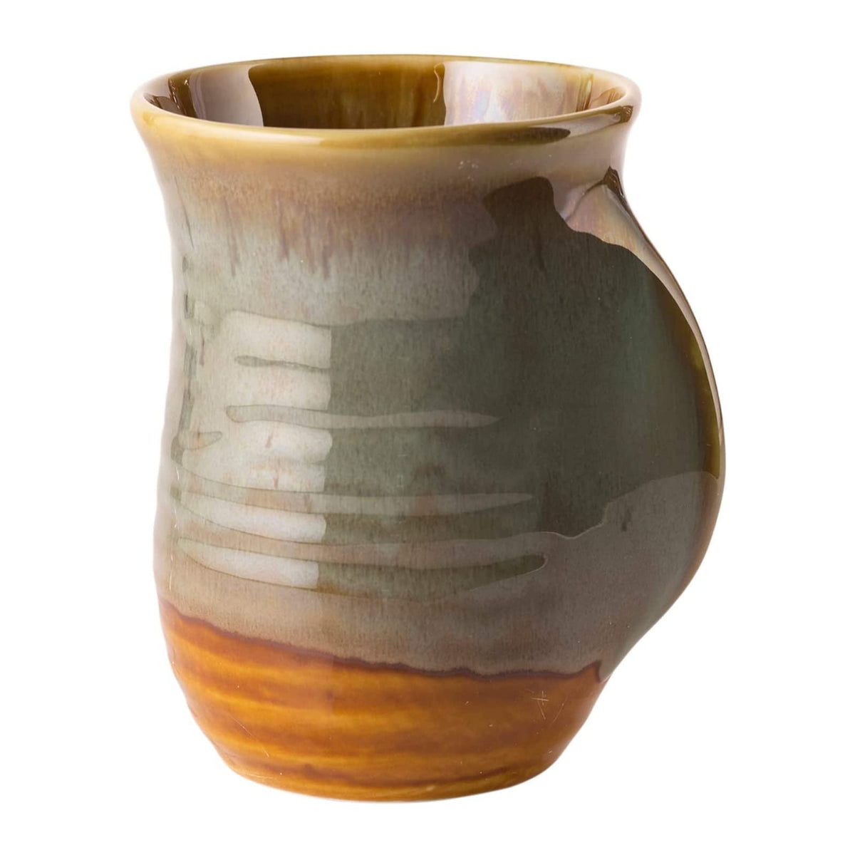 Hand Warmer Mug, Handmade Pottery Ceramic and Hand Painted - The Contoured Pocket will Hold Warmth