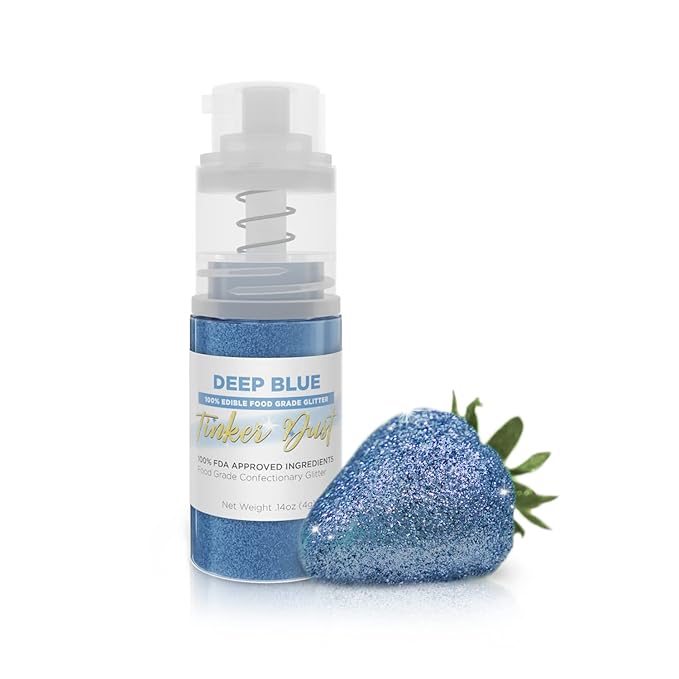Bakell - Deep Blue Tinker Dust (4g, 1x Mini Spray Pump) Edible Glitter for Food, Desserts, and