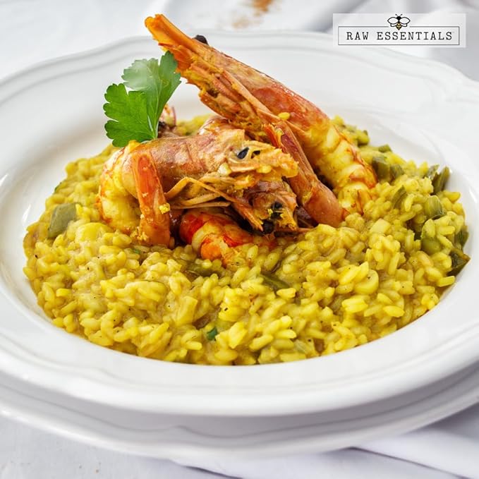 Raw Essentials Saffron Seasoning - Earthy and Sweet - Delicious in Paella, Risotto, and Stews