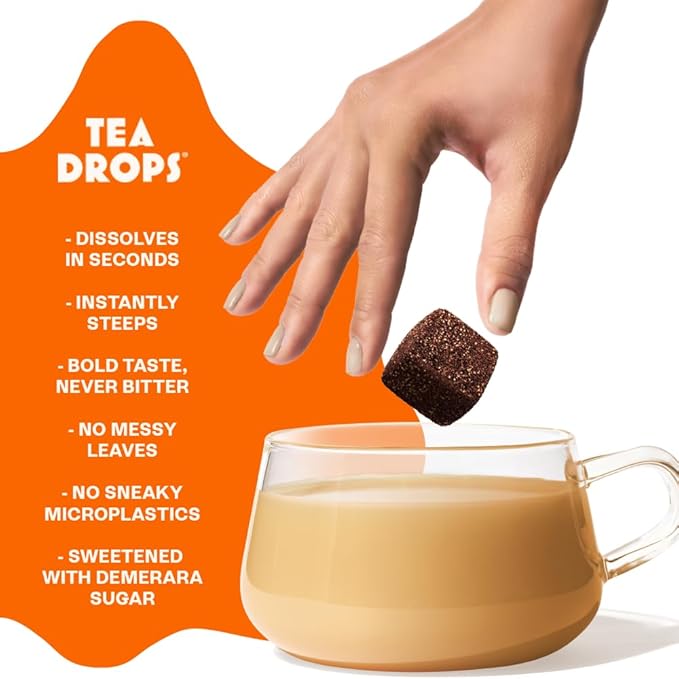 Tea Drops 30 Bulk Pack Organic Pumpkin Spice Bagless Tea - Loose Leaf, Lightly Sweetened