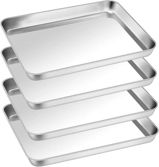 P&P CHEF 12.5 Inch Baking Cookie Sheet, Oven Pan Tray Stainless Steel Sheet Pan for Kitchen, Oven