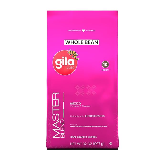 gila café Whole Beans Coffee Medium Roast Master Blend 32oz (1-Pack) - 100% Mexican Arabica Roasted