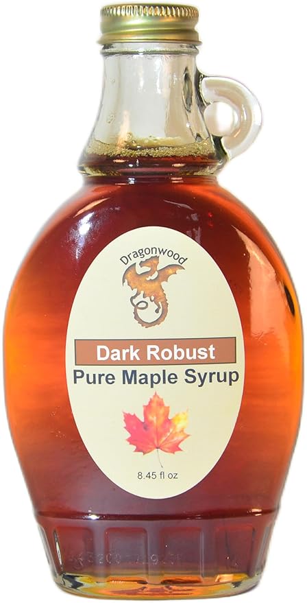 Pure Maple Syrup - Dark Color And Robust Taste Grade - For Pancakes and Waffles - By Dragonwood (8
