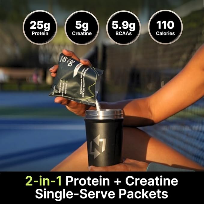 Travel Whey Protein Isolate Packets ??Single-Serve Protein Powder ??25g Proteins + 5g Creatine
