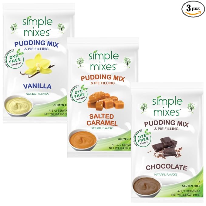 Simple Mixes Natural Instant Pudding & Pie Filling Mix, Vanilla, Chocolate, Salted Caramel, Gluten