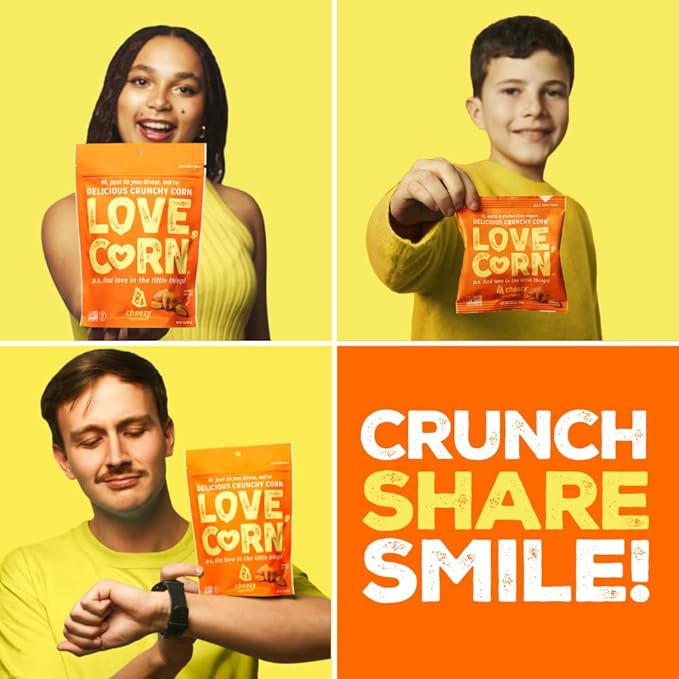 LOVE CORN Cheddar 0.7oz x 20 bags - Delicious Crunchy Corn - Healthy Family Snacks - Gluten Free