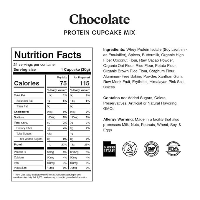 ProDough High Protein- Gluten Free Cupcake Mix, Low Carb, 13g of Protein per Cupcake, No Added