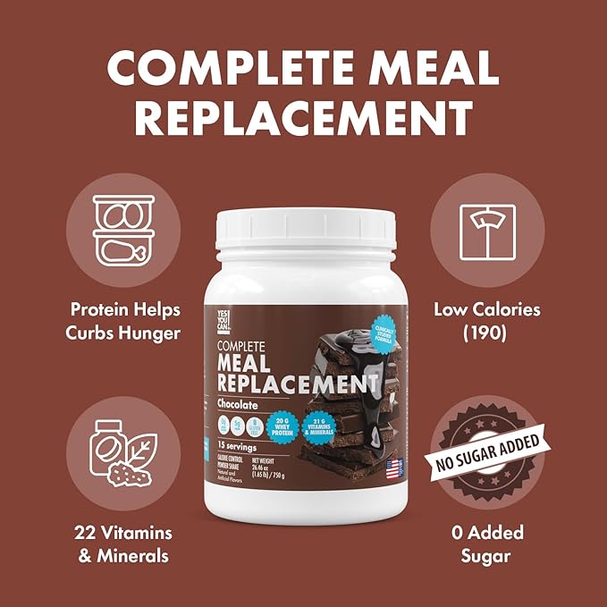 Yes You Can! Meal Replacement Shake - 20G Protein, 5G Fiber, 21 Vitamins & Minerals, 0G Added Sugar