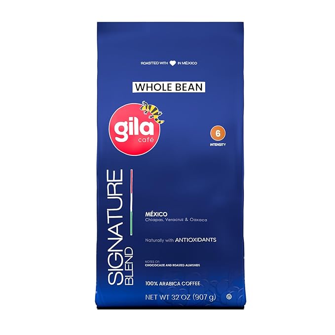 gila café Whole Beans Coffee Medium Roast Signature Blend 32oz (1-Pack) - 100% Mexican Arabica
