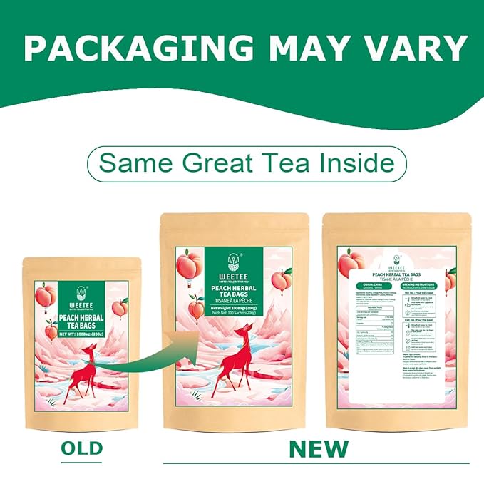 WT WEETEE Peach Herbal Tea Bags, Caffeine Free Tea Made with Rose Hip, Orange Peel, Hawthorn