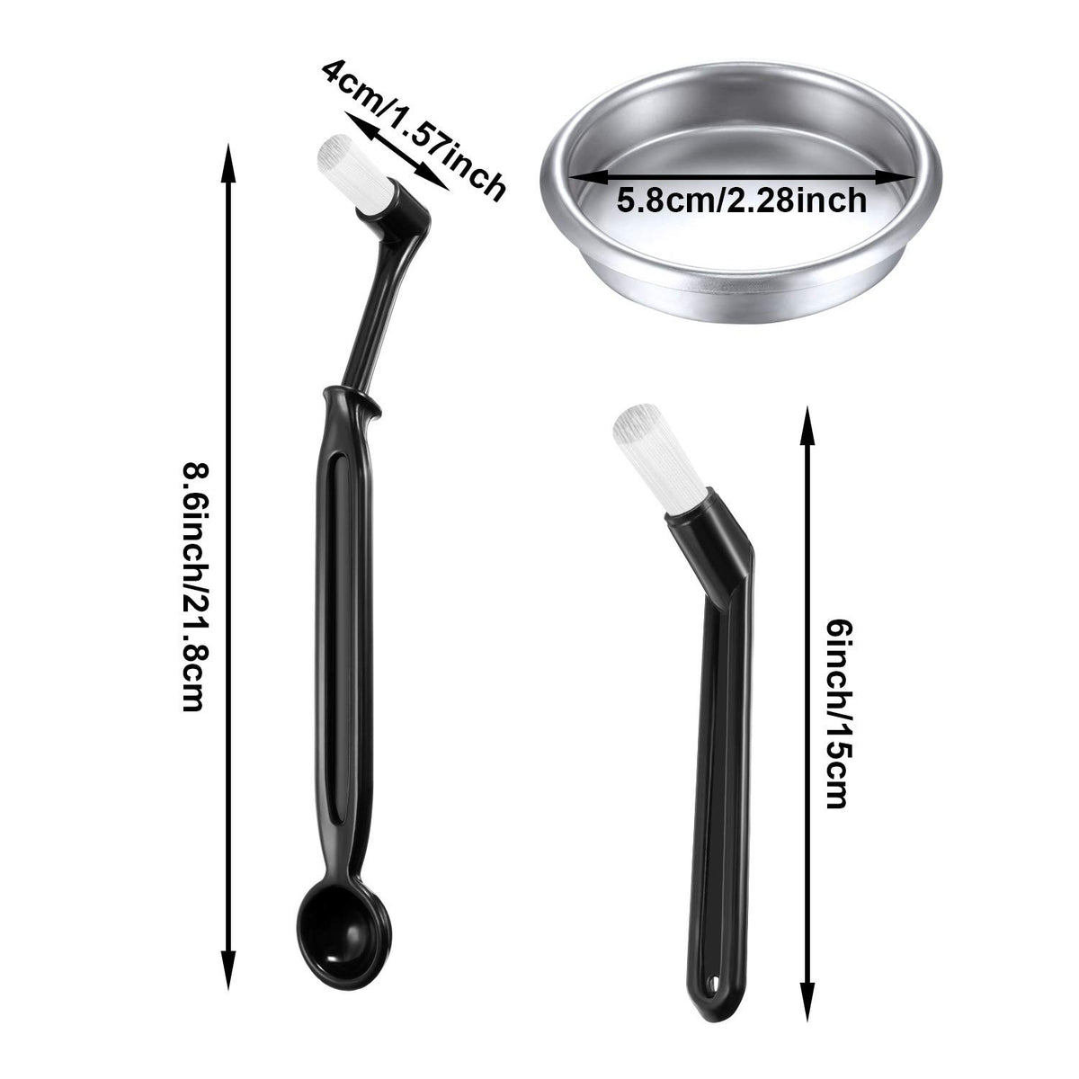 Zhehao Coffee Machine Brush Cleaner 4 Pieces Coffee Machine Brush with Spoon and 1 Piece 58 mm