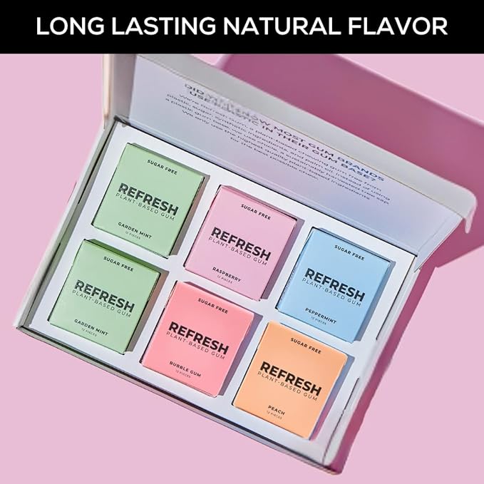 Refresh Gum, Xylitol, Natural, Sugar Free, Long Lasting, Plastic Free, Organic Ingredients, Non