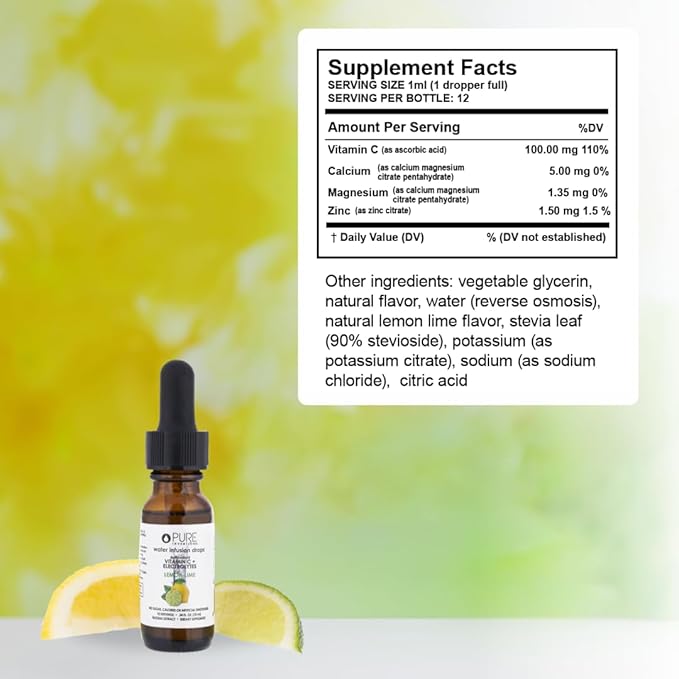 Pure Inventions - Lemon Lime Water Infusion Drops - Antioxidants, Vitamin C & Electrolytes - Health