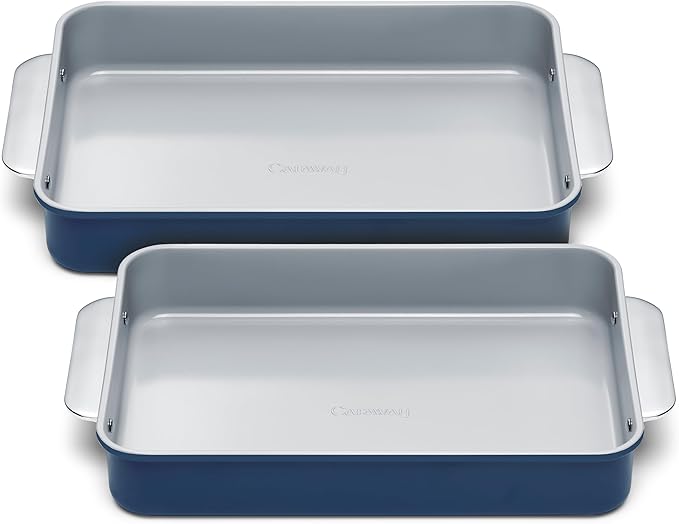 Caraway Non-Stick Ceramic 9”x13” Rectangle Pan Duo - Naturally Slick Ceramic Coating - Non-Toxic