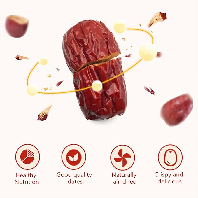 25 Packs of Chinese Crispy Red Dates,Dried Dates Crisp And Unpitted For Snacks And Baking