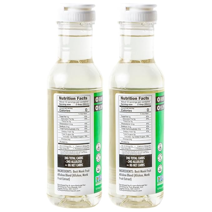 Wholesome Yum Keto Simple Syrup - Skinny Sugar Free Simple Syrup With Monk Fruit & Liquid Allulose
