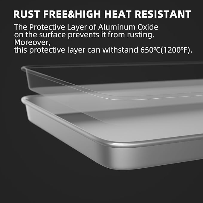 CROSSON 16× 24 Inch Cookie Sheet Pans Set of 6-Baking Tray Jelly Roll Pan Set Commercial Grade