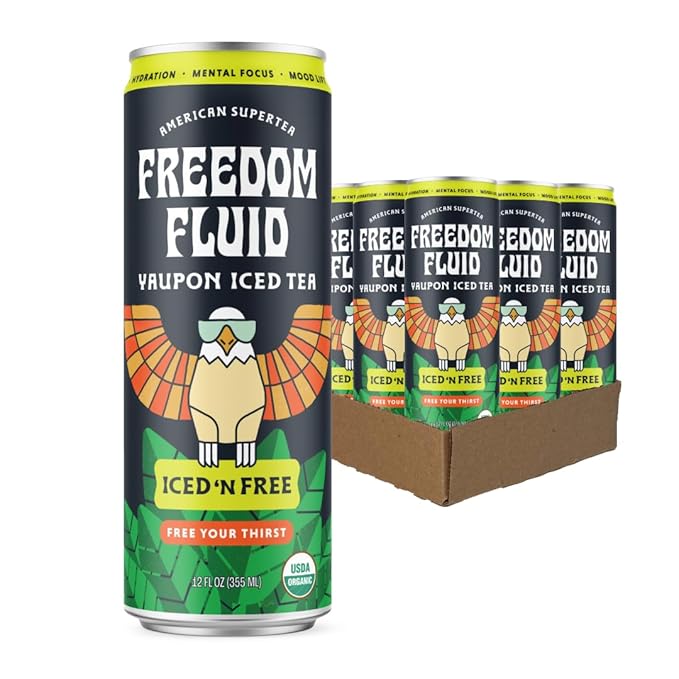 Freedom Fluid Organic Yaupon Iced Tea – Refreshing Lemon | Lightly Sweetened, Low Sugar, Low