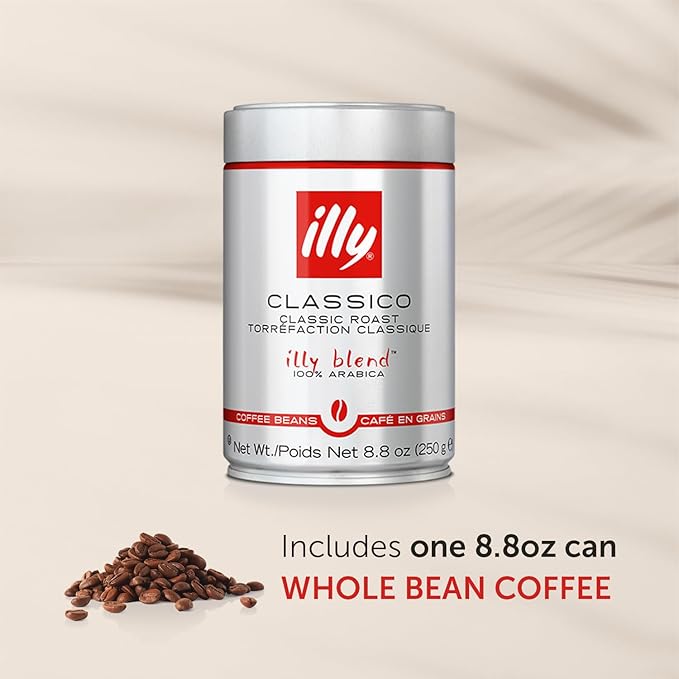 Illy Classico Whole Bean Coffee, Medium Roast, Classic Roast With Notes Of Caramel, Orange Blossom