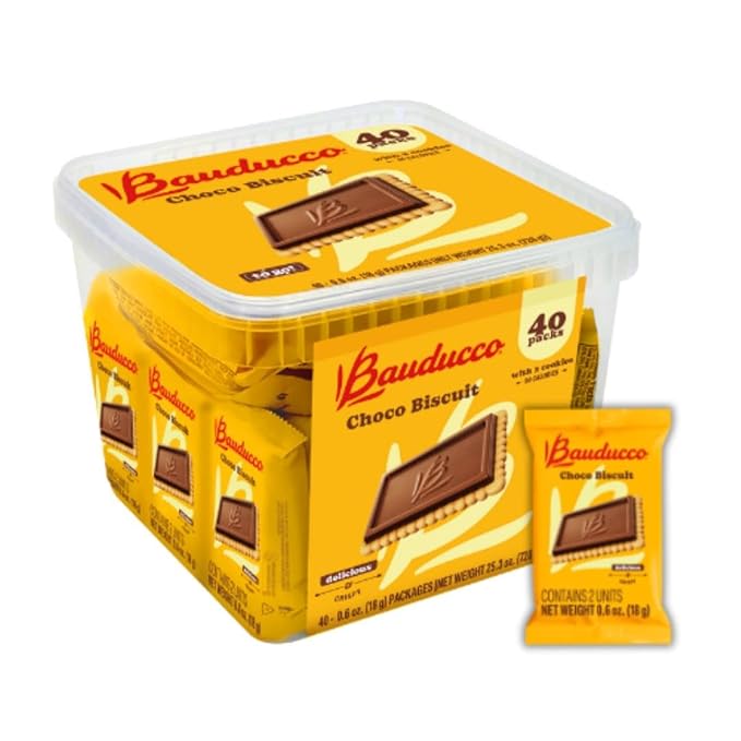 Bauducco Choco Biscuit Cookies, 25.3 oz (Pack of 40) - Crispy & Delicious Chocolate Cookies