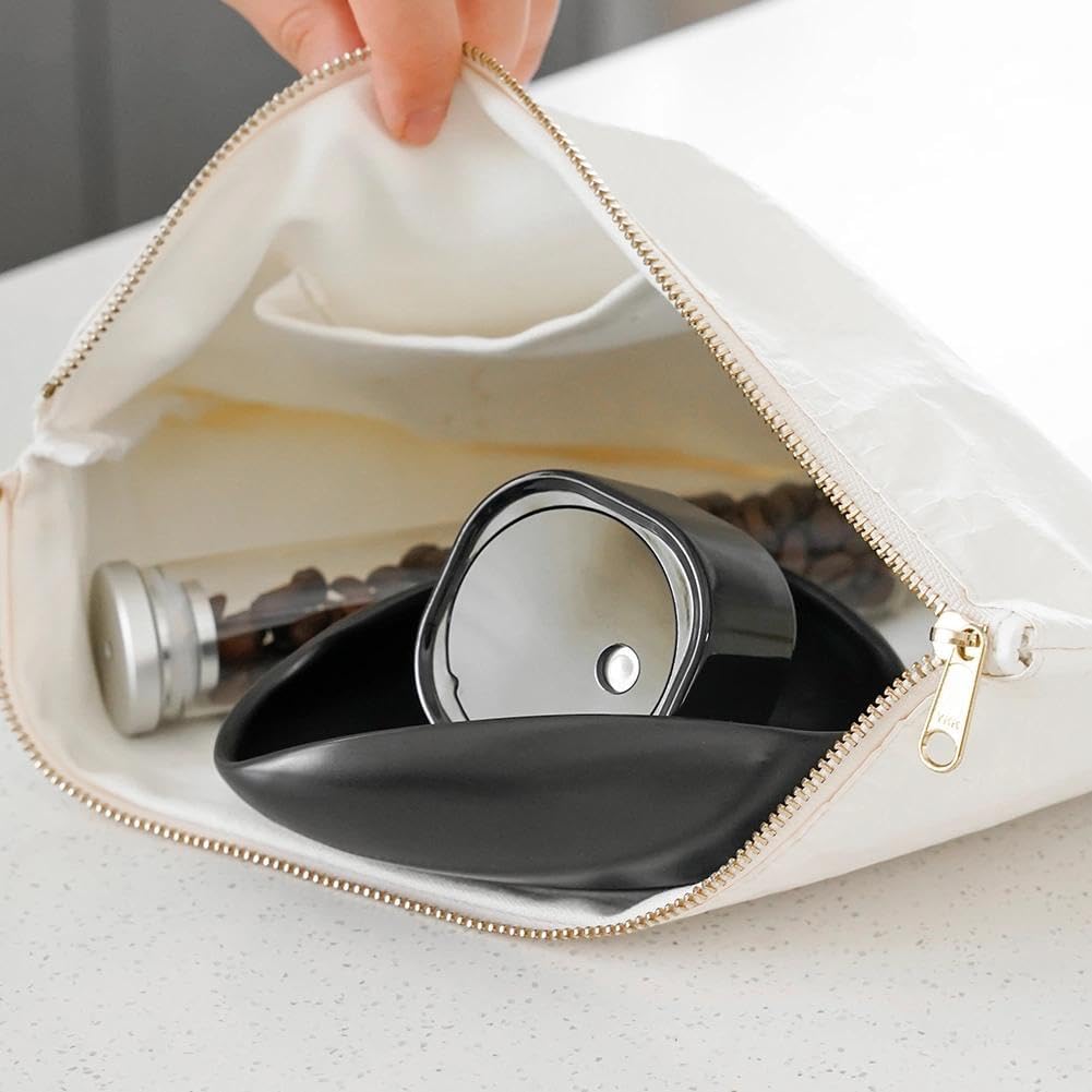 watchget Upgraded 30g Ceramic Coffee Dosing Cup & Tea Storage Tray, Black