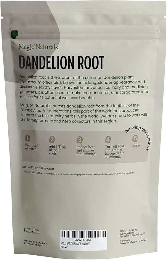 MagJo Naturals Dandelion Root, Raw, Not Roasted, Loose Tea (50 + Cups) (4 oz) 100% Wild-Crafted