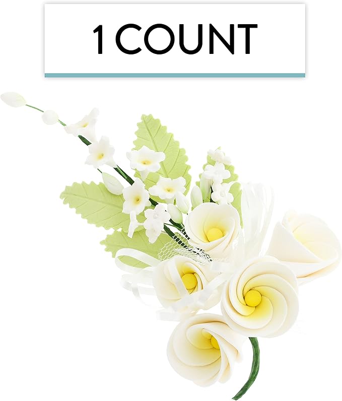 Global Sugar Art Tropical Frangipani Plumeria Sugar Cake Flowers Wedding Cake Topper Large, White