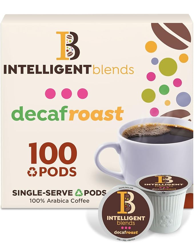 Intelligent Blends Decaf Dark Roast Coffee Pods, 100 ct, Recyclable Single Serve Pods – 100%