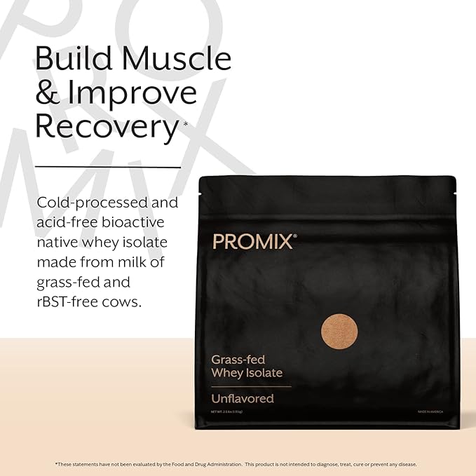 ProMix Nutrition Whey Protein Isolate Powder, 30g Grass Fed Whey Isolate, 6.6g BCAAs, Gluten Free