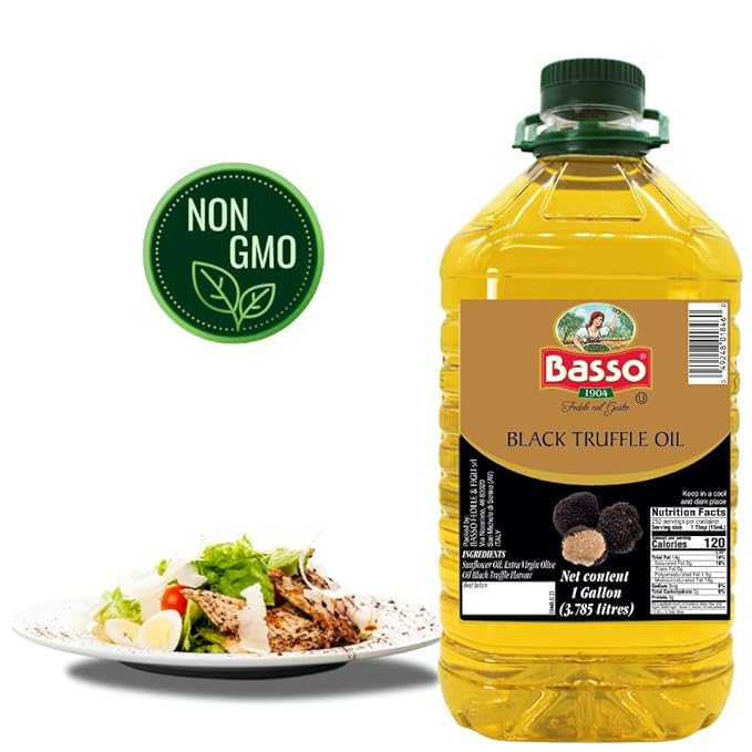 BASSO 1904 Black Truffle Infused Oil ??Bulk 1 Gallon (3.785L) ??Italian Extra Virgin Olive Oil with