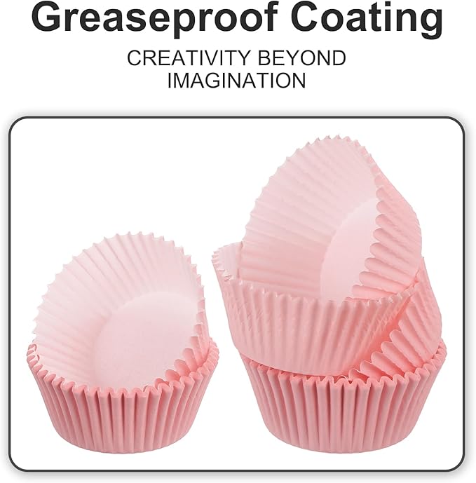 uxcell 100 Pcs Cupcake Liners, Muffins Paper Baking Cups Wrappers Standard Greaseproof for Baking