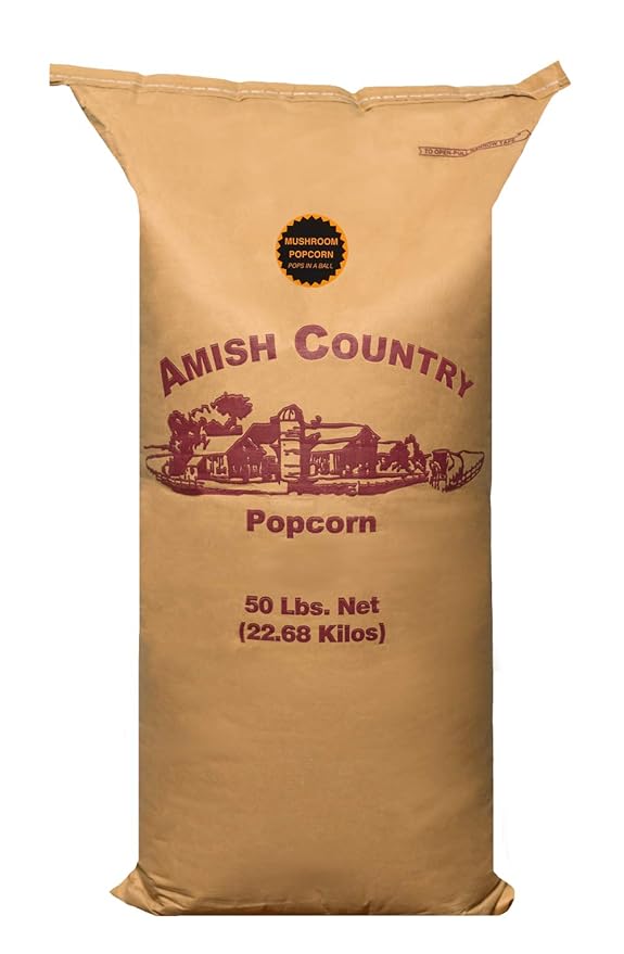 Amish Country Popcorn | 50 Pound Bag Mushroom Kernels | Old Fashioned, Non-GMO and Gluten Free