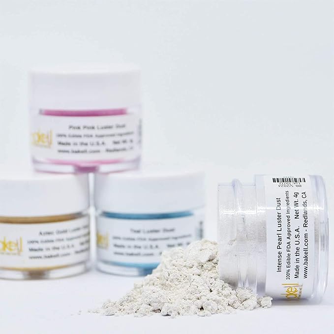 Luster Dust - Intense Pearl White (4g 1x Jar) | Edible Vegan Dust & Paint for Cake Decorating, Ice