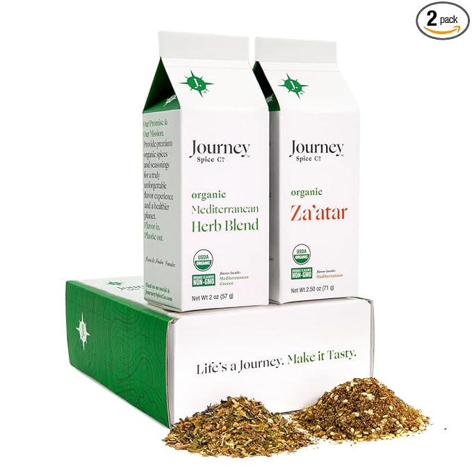 Gourmet Organic Mediterranean Herb Blend & Organic Za'atar Gift Set by Journey Spice Co. |