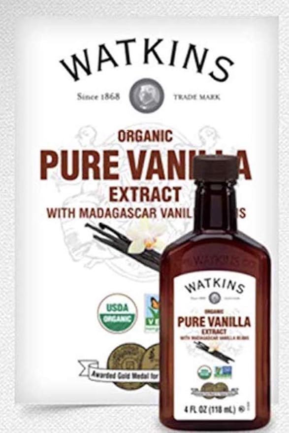 Watkins Organic Pure Vanilla Extract, with Madagascar Vanilla Beans, Non-GMO, Kosher, 4 oz. Bottle
