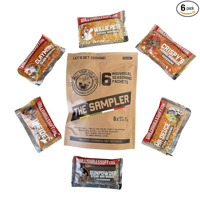Grill Your As* Off Sample Pack Spices and Seasonings - (6 Pack) BBQ & Grill Seasoning for Beef