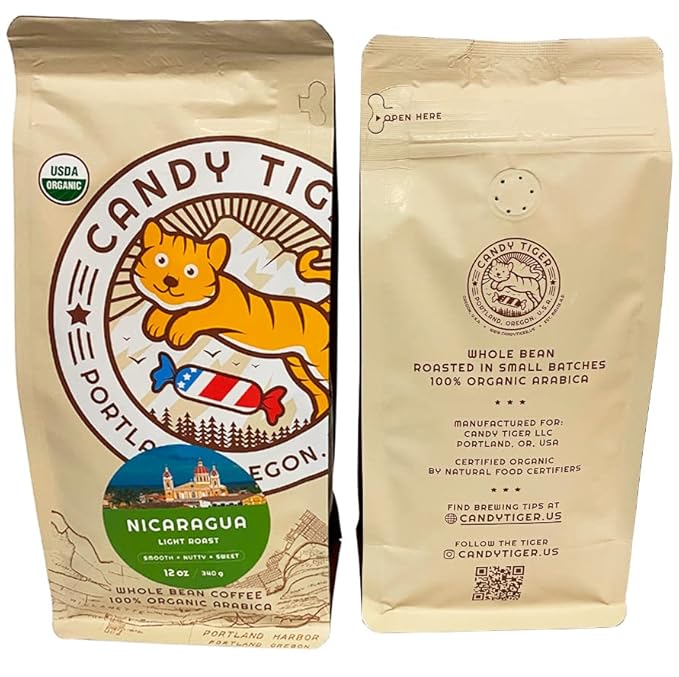 Whole Bean Coffee - Organic - Low Acid - Light Roast - Single Origin - 100% Arabica - Nicaraguan