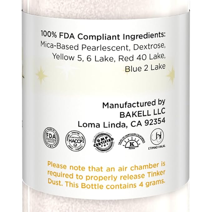 Bakell - Ivory Tinker Dust (4g, 1x Mini Spray Pump) Edible Glitter for Food, Desserts, and
