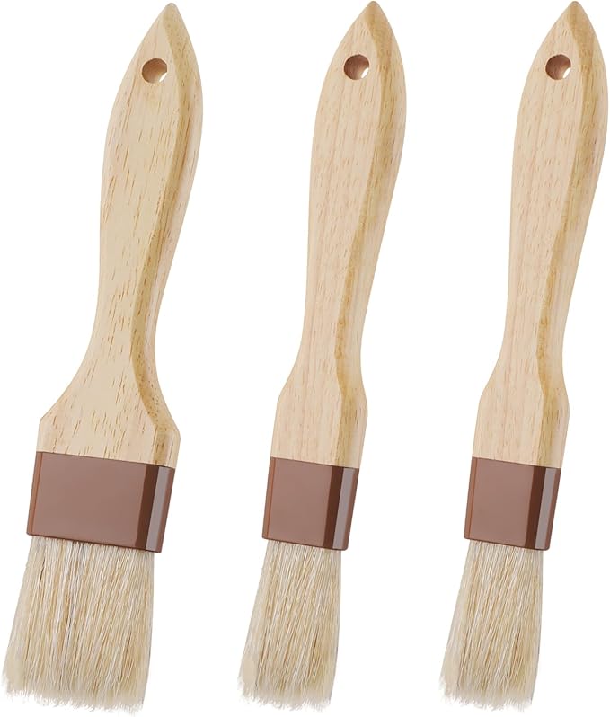 3 Pcs Pastry Brush, Natural Bristle Basting Brush, Cooking Brush, Food Brush, Butter Brush, Baster