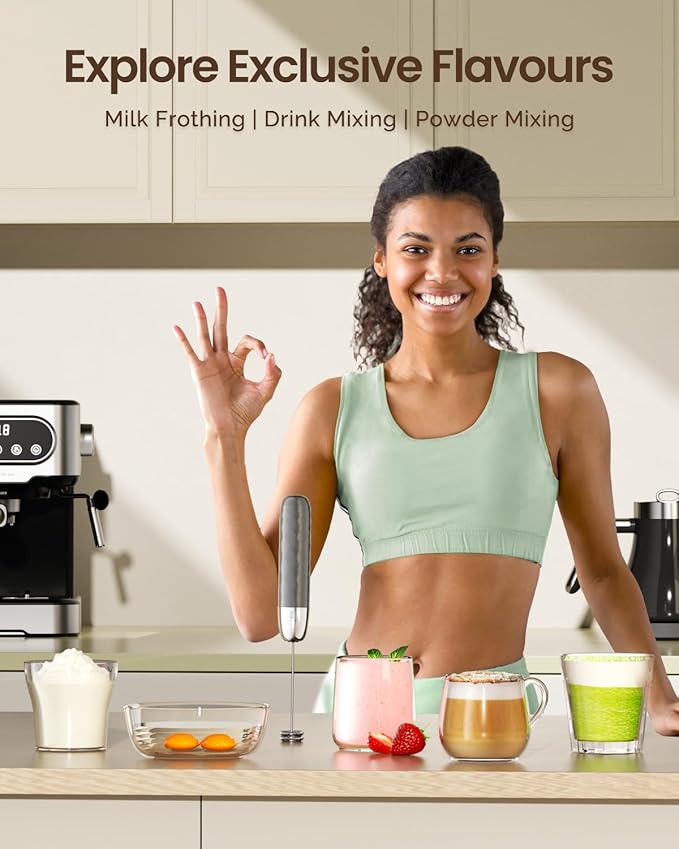 Maestri House Rechargeable Milk Frother, LunaFro Mini Handheld Electric Foam Maker Detachable