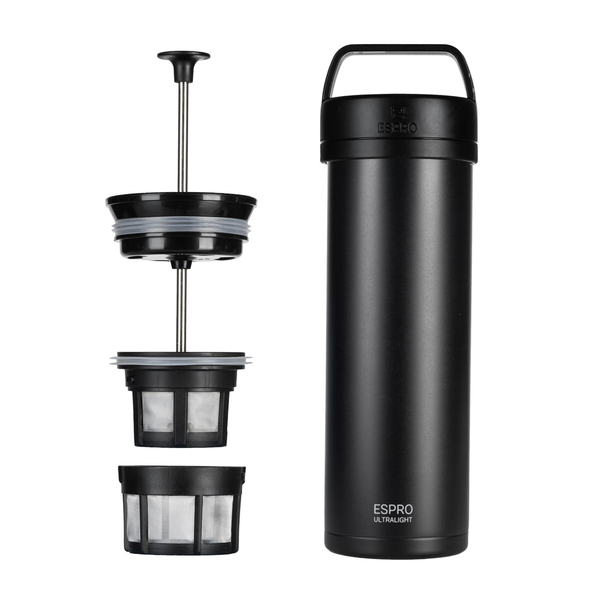 ESPRO Go P0 Ultralight French Press Coffee Maker for Travel, Vacuum Insulated Stainless Steel, 16