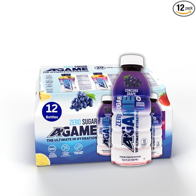 A-GAME Zero Sugar Sports Drink, Concord Grape Zero, Sugar FreNatural Flavors, Gluten Free & Keto